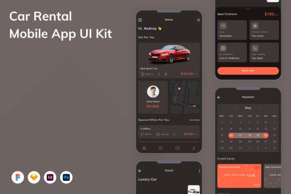 Download Car Rental Mobile App UI Kit - Rental Collection