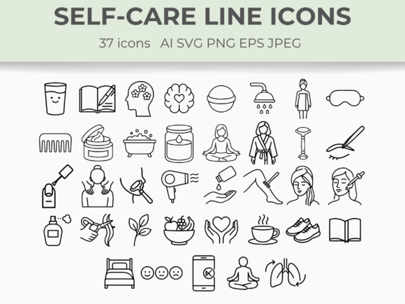 Download Self-Care Line Icons – Wellness &amp; Beauty - Premium Resources