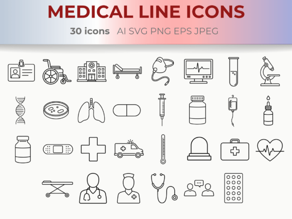 Download Medical &amp; Healthcare Line Icons SVG - Icons Collection