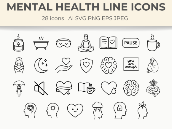 Download Mental Health Line Icons Minimal Vector - Icons Collection