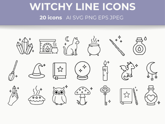 Download Witchy Aesthetic Line Icons Magical SVG - Premium Resources
