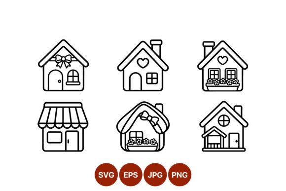 Download Cute House Line Art Icons - Icons Collection