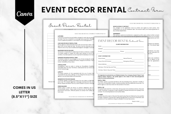 Download Event Decor Rental Contract Form 2 - Rental Collection