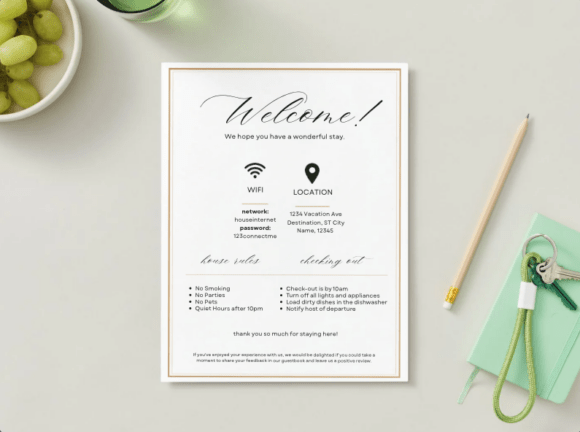 Download Vacation Rental Welcome Sheet Canva Temp - Rental Collection