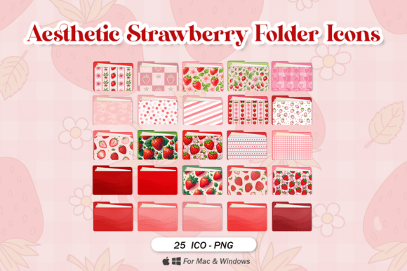 Download Aesthetic Strawberry Folder Icons - Premium Resources